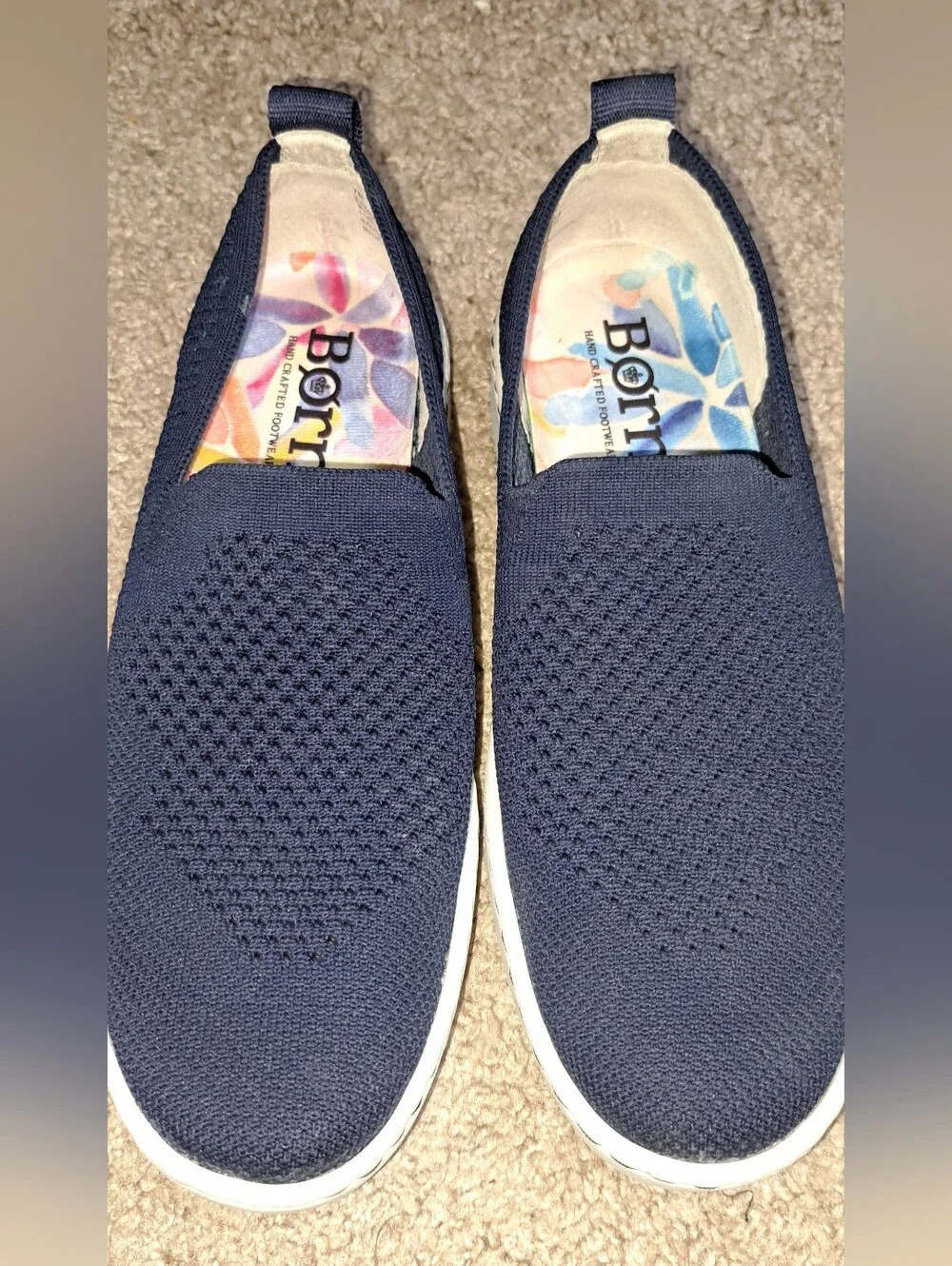 Ladies Born Shoes Navy Blue Knit Slip On Platform Casual Comfort Sneakers Size 7
